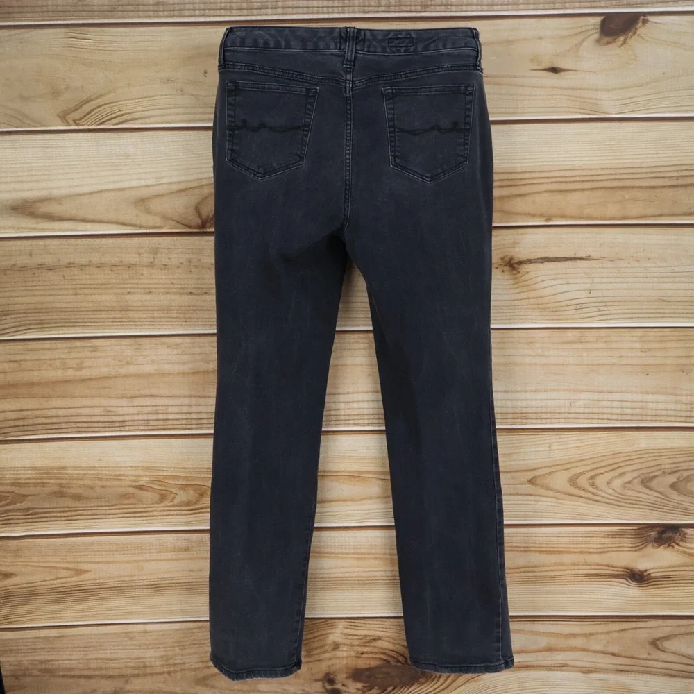 St. John's Bay Jeans Womens 14 Black Denim Straight Leg Stretch Mid Rise Pockets